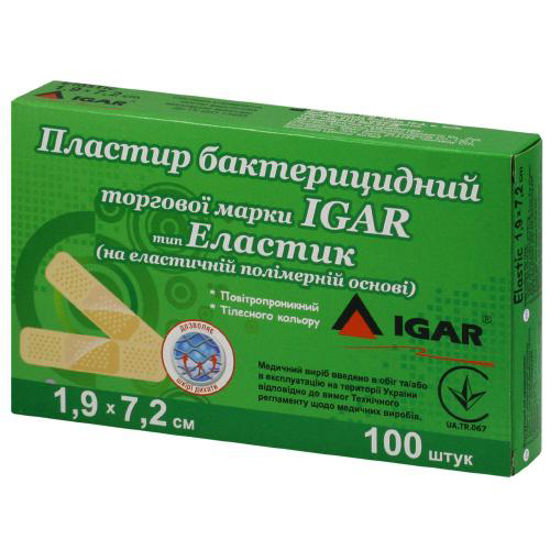 Пластырь бактерицидный Igar (Игар) тип эластик 1.9 см х 7.2 см №100